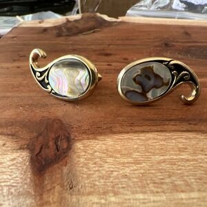 Vintage Cufflinks Jewelry Gold Tone And Mother Of Pearl